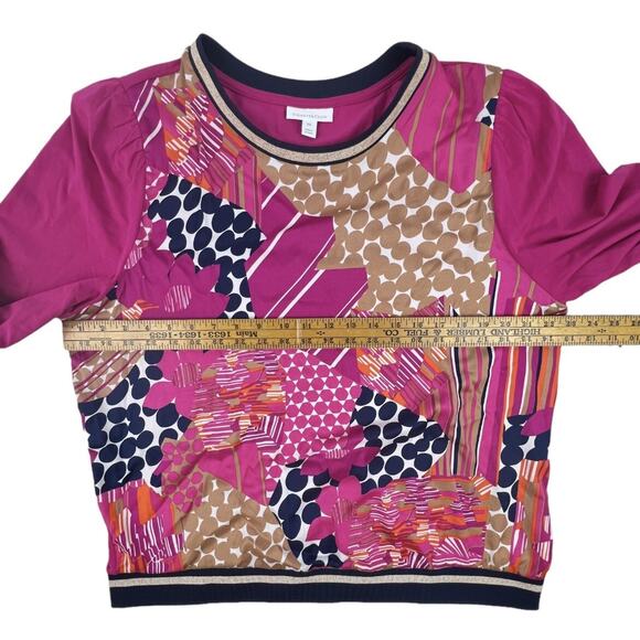 NEW Charter Club Top Womens XXL Pink Bold Pattern Silky Pullover Long sleeve - Picture 11 of 12